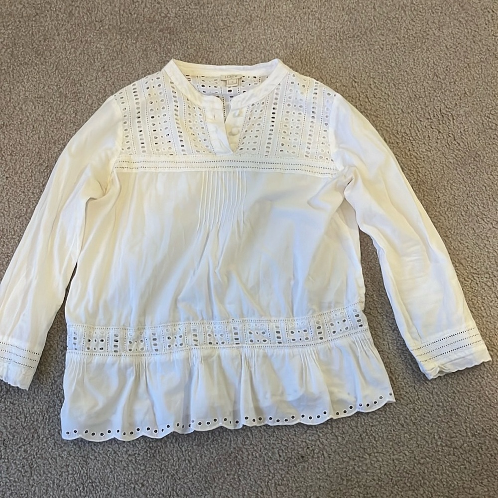 JCrew size 6 cotton eyelet shirt. Great condition and lightweight